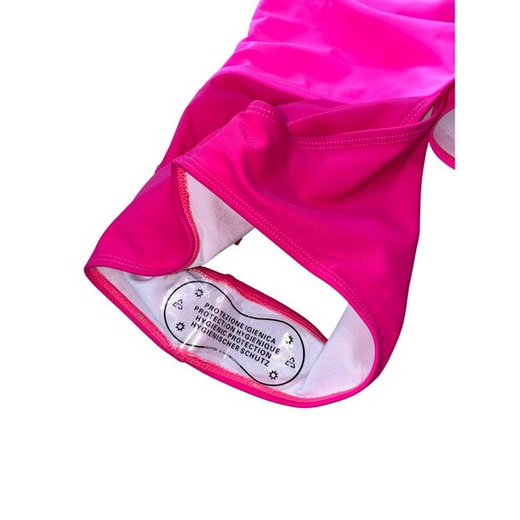 New One-Shoulder Cutout Hot Pink Swimsuit Medium - Picture 4 of 6